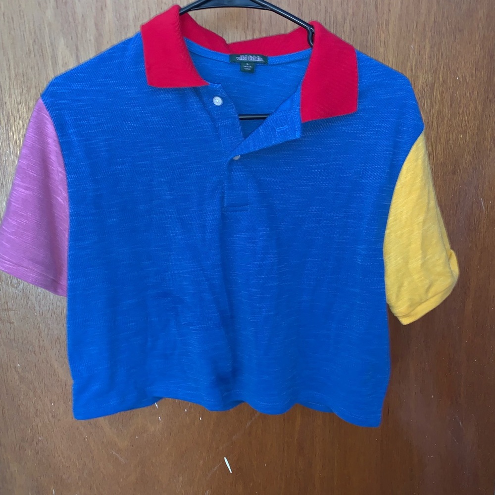 Colorful cropped polo. Never worn.